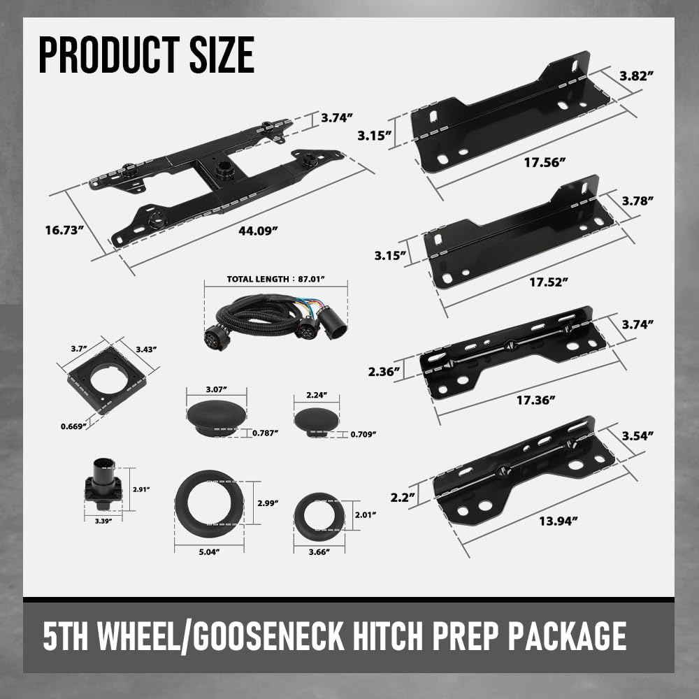 G-PLUS Gooseneck Hitch Prep Package Compatible with Ford F250 F350 F450 F550 Super Duty Truck 2017-2022 Fit 6.75' or 8' Bed Lengths LC3Z-5F057-A Black