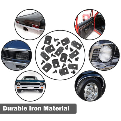 G-PLUS 1" Tall Rocker Molding Clips and Screw Set - 12 Pieces Compatible with GM Models Chevy 1962 1963 1964 1965 1966 1967 with Wide Style Rocker Panel Moldings