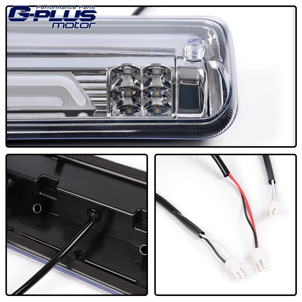G-PLUS Rear LED Third Brake Light Compatible With 2004-2008 Ford F150 3RD Cargo Led Tail Lamps (Clear lens Chrome Housing)