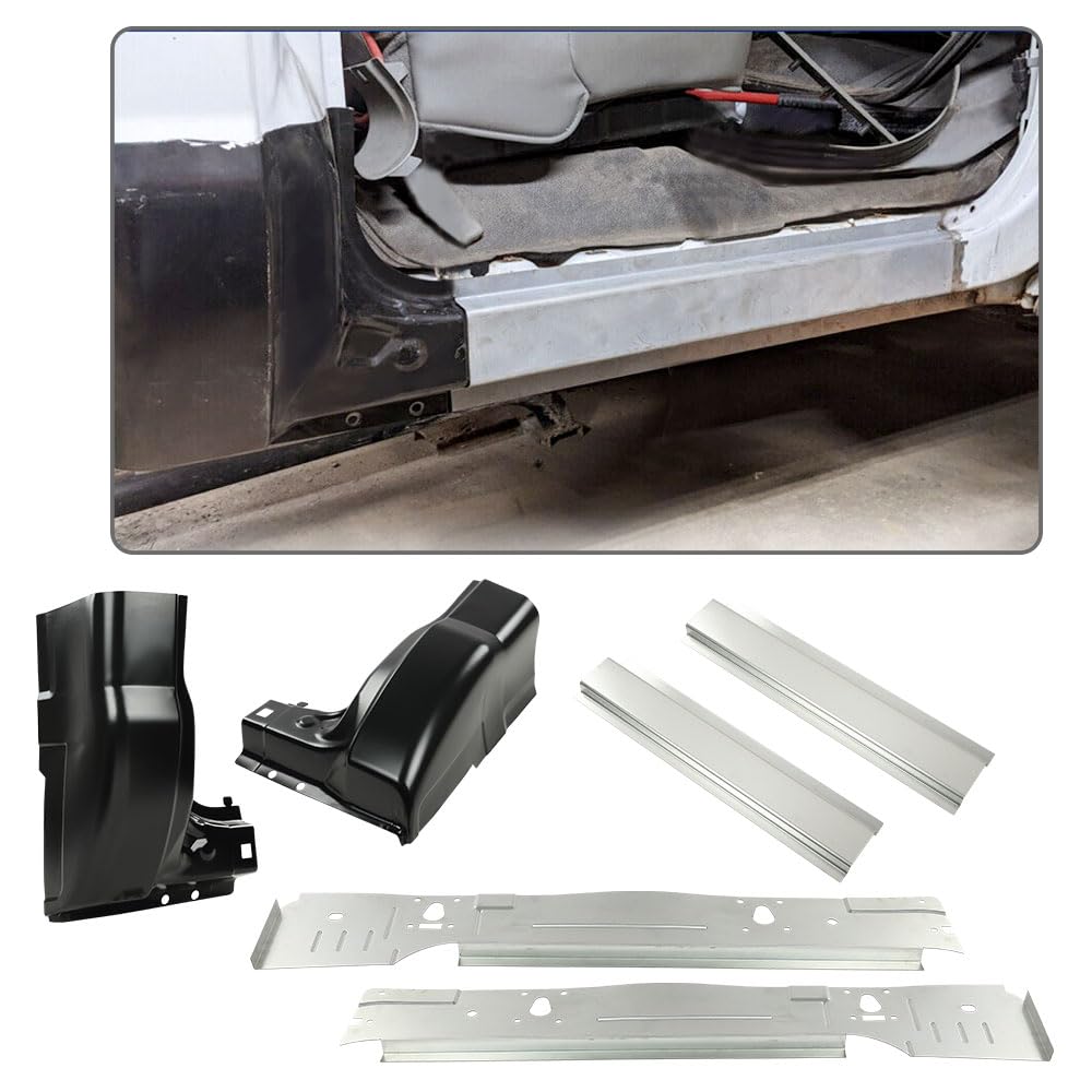 G-PLUS Rocker Panel Inner & Cab Kit Compatible with Ford F250 F350 F450 Super Duty 2 Door Regular Cab 1999-2016/Fit for Regular Cabs Only/Not Fit Extended Cabs or Crew Cabs 6 PCS, Black