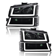 G-PLUS LED Headlights for Chevy Silverado Avalanche 2003-2006 Black Housing