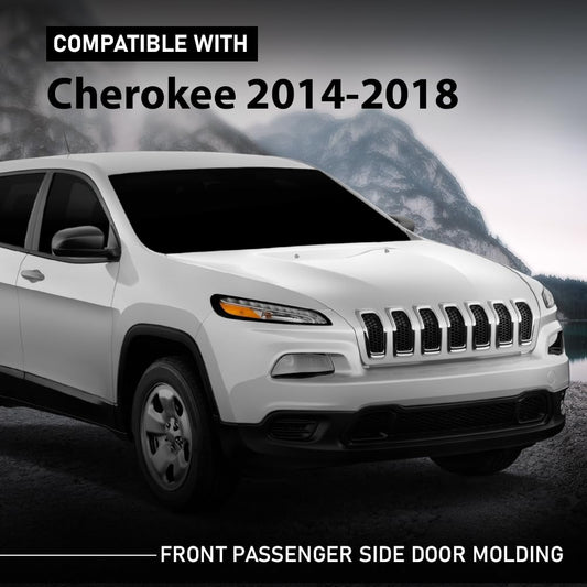 G-PLUS Front Passenger Side Door Molding Compatible with Jeep Cherokee 2014-2018 Black 6VX66RXFAC