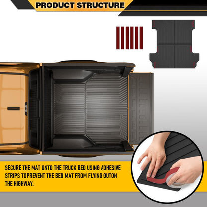 TPE Truck Mats, Compatible with Ford F150 2004-2014 with 5.5FT Bed, All Weather Full Cover Protection, Black Cargo Liner Interior Accessories
