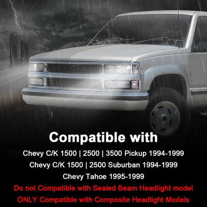 G-PLUS Corner Light Fit Chevy CK/C10 1500 2500 3500 2WD 1994-2000,（ONLY For Composite Headlights） Signal Side Marker Lamps Bumper Headlamps (Clear Lens Chrome Housing Clear Reflector),faros Assembly