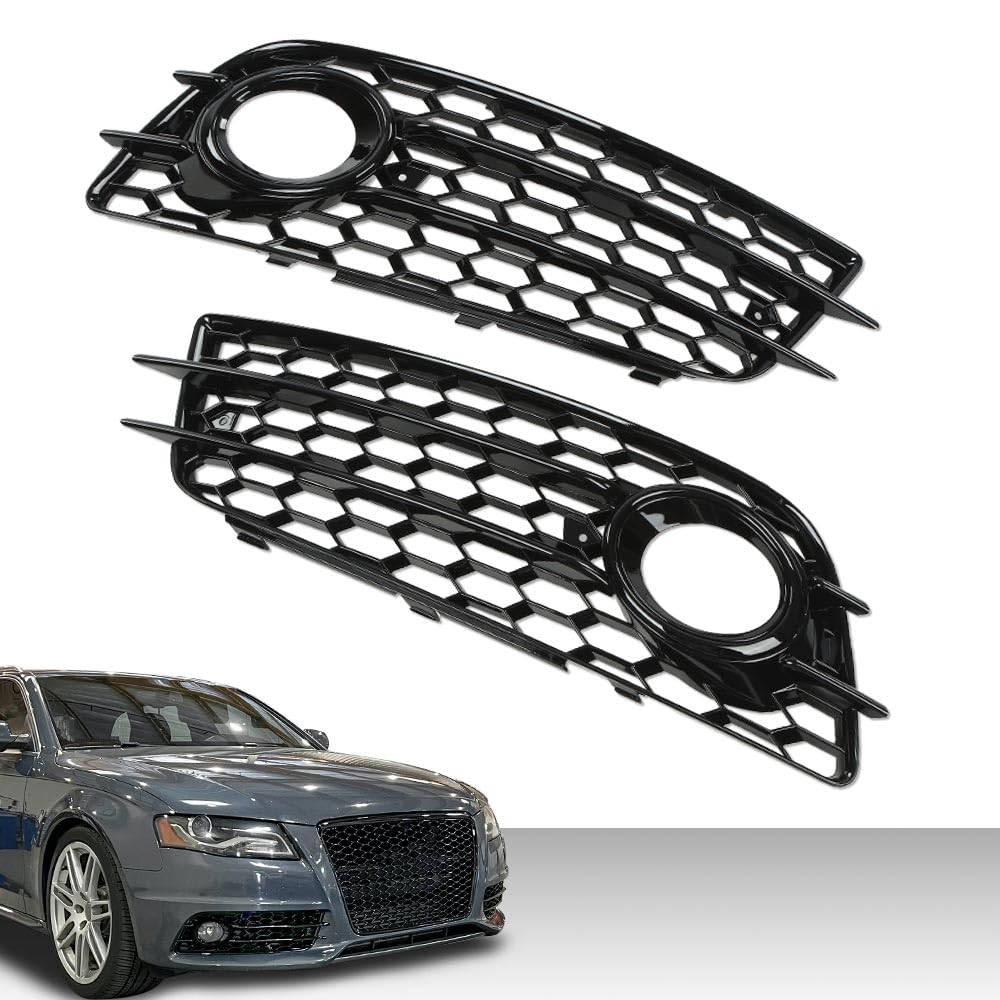 G-PLUS Fog Light Lamp Cover Grille Compatible with Audi A4 B8 S-Line S4 Models 2008-2012/ NOT Fit For Standard Bumper 88K0807681C, 8K0807682C