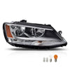 G-PLUS Headlights Headlamps w/Bulbs Right Passenger Compatible with Volkswagen Jetta 2011-2018 5C7941006, VW2503146 Clear Lens Chrome Housing Amber Reflector