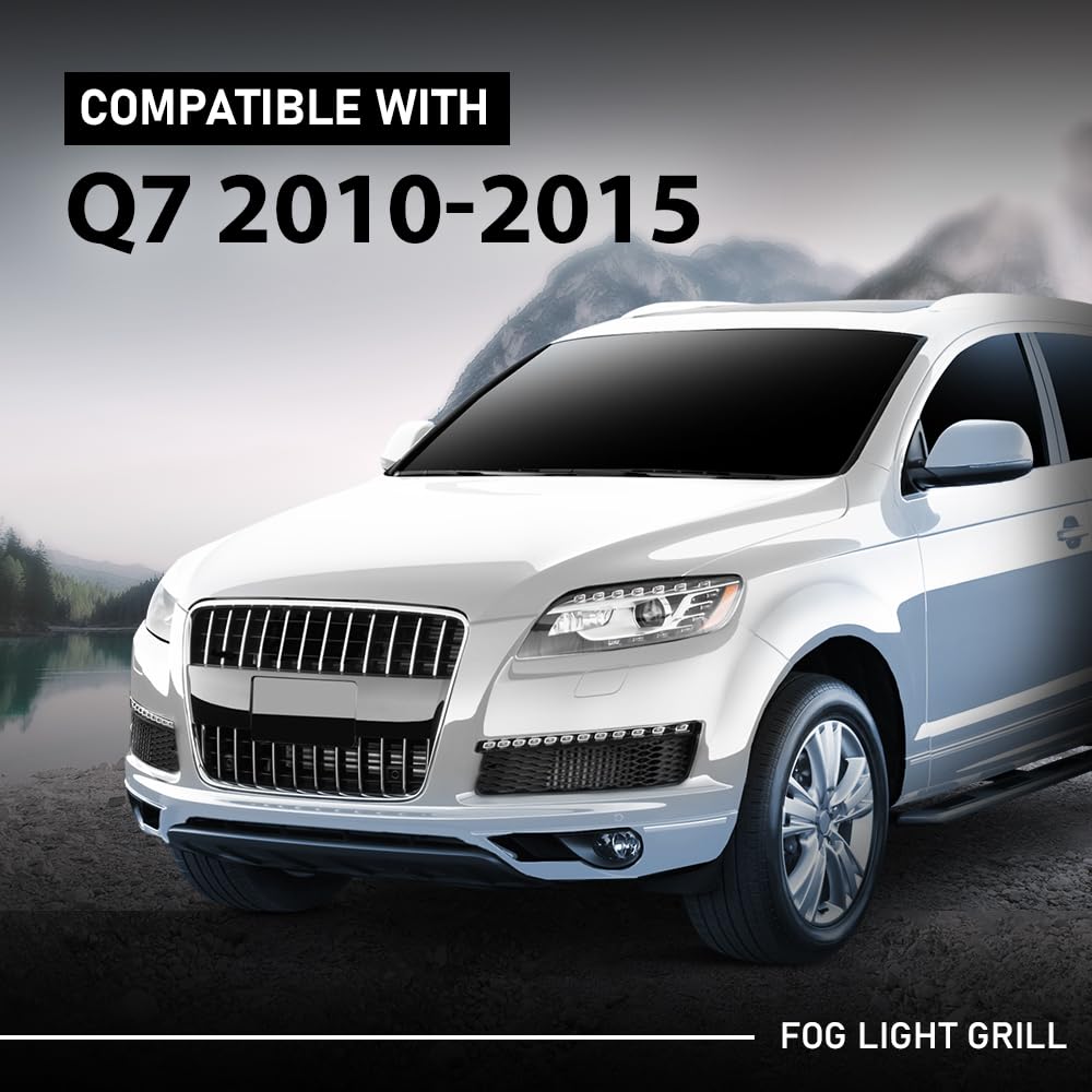 G-PLUS Pair Fog Light Cover Grille, Compatible with Audi Q7 2010-2015, Left Driver & Right Passenger Side 2PC, 4L0807697B, 4L0807698B