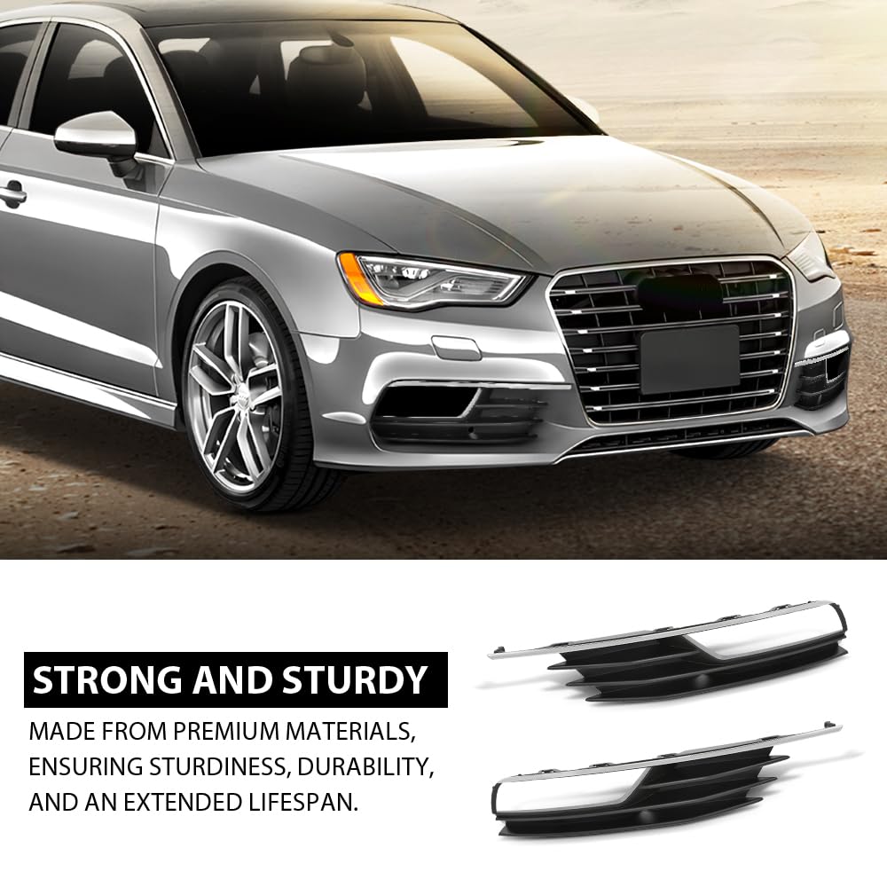 G-PLUS Fog Light Lamp Cover Trim Pair Compatible with Audi A3/A3 Quattro 2015-2016 8V5807682A9B9