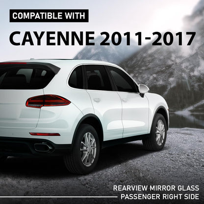 G-PLUS Right Rear View Mirror Glass, Compatible with Porsche Cayenne 2011-2017 with Heat, Passenger Side, 958-731-522-20, 95873152221, 95873152220