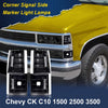 G-PLUS Corner Light Fit 1994-2000 Chevy CK/C10 1500 2500 3500 2WD,(ONLY For Composite Headlights) Signal Side Marker Lamps (Clear Lens Black Housing Clear Reflector) Bumper Headlamps,faros Assembly