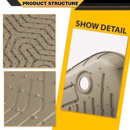 Floor Mats Fit Chevy Silverado 1500 Double Cab 2019-2024 All Weather Protection TPE Floor Liner Waterproof Cargo Liner 1st & 2nd Row Beige 2PCS, alfombras para carro