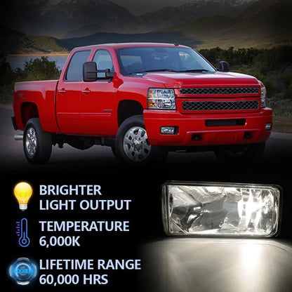 G-PLUS Front Bumper Fog Lights Lamp w/Bulbs & Wire Harness Fit Chevy Silverado/Suburban/Tahoe 2007-2015,Fit Chevy Avalanche 2007-2013,Fit GMC Sierra 2007-2014,Fit GMC Yukon 2010-2014 Clear