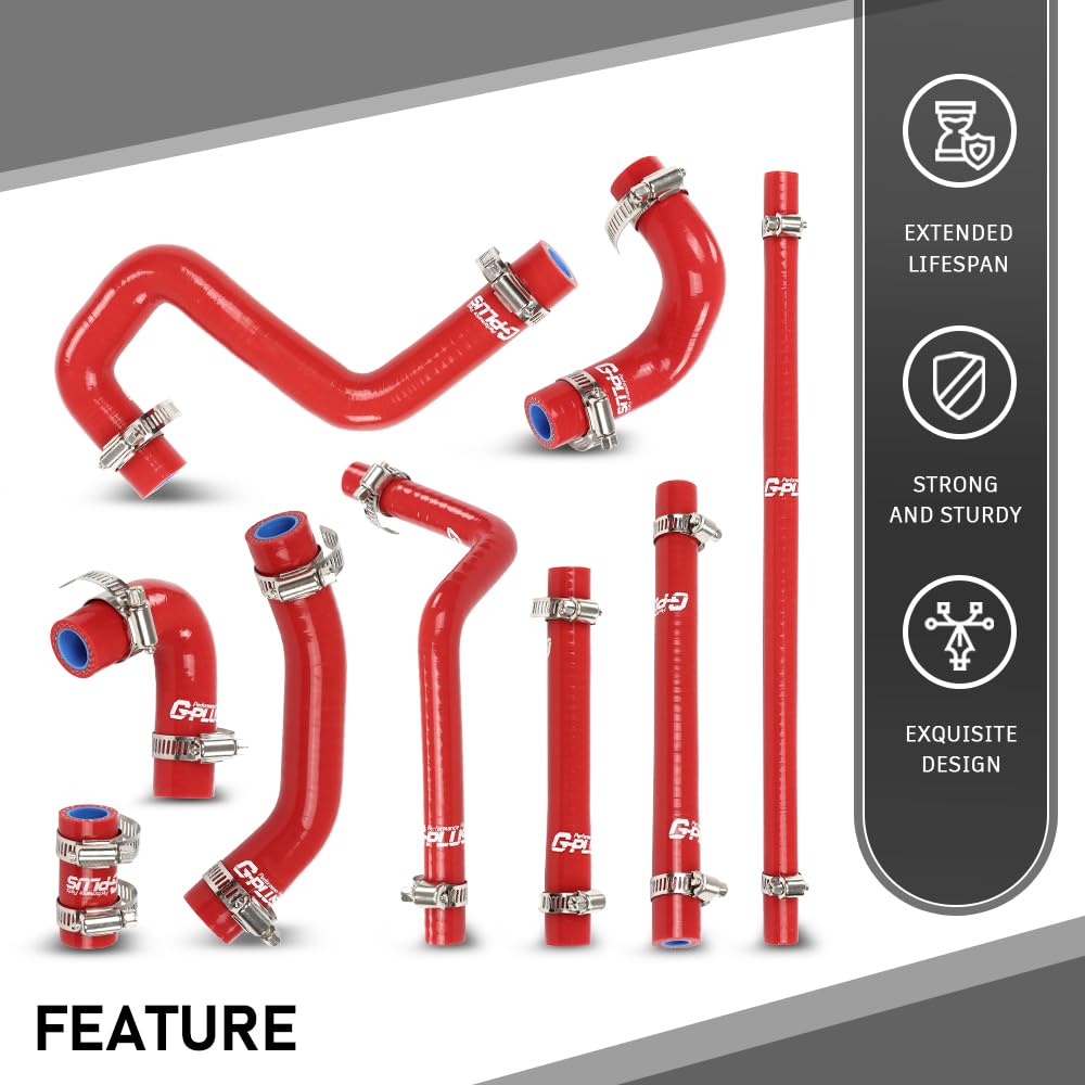 G-PLUS Silicone Heater Hose Kit Compatible with Toyota 4Runner 3.4L 1996-2002 W/Rear Heater Red