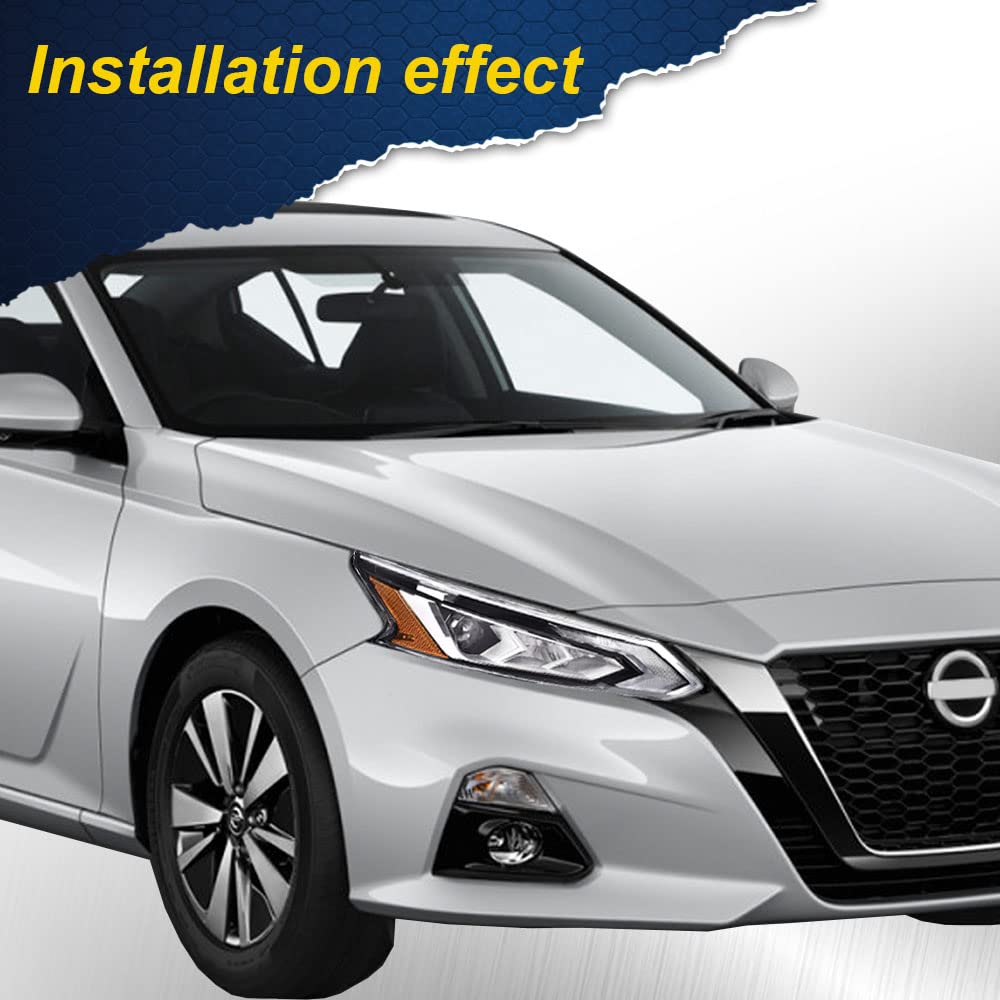 G-PLUS LED DRL Headlights, Compatible with 2016 2017 2018 Nissan Altima Right Bumper Headlamp, Clear Lens Black Housing Amber Reflector Bumper Headlamps