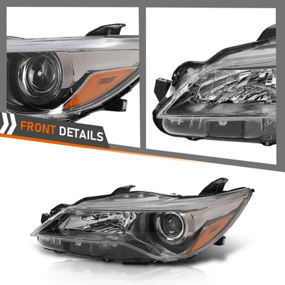 G-PLUS Headlight Assembly Front Headlamp Left Side Compatible with Toyota Camry 2015-2017 TO2503222, TO2502222, TO2503223, TO2502229, TO2503229,8111006860 Clear Lens Black Housing Amber Reflector