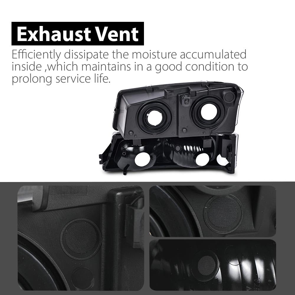 G-PLUS Headlights Assembly, Compatible with 2003 2004 2005 2006 Chevy Avalanche 1500 2500 Bumper Headlamps, Clear Lens Black Housing Clear Reflector,faros delanteros