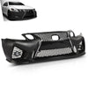 G-PLUS Front Bumper Set (1 × Bumper, 1 × Grille, 2 × Fog Light Cover, 2 × Fog Light) Compatible with 2006-2011 LX GS GS300 GS350 to 16+ GS F Style Black