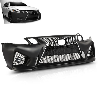 G-PLUS Front Bumper Set 8Pcs Compatible with 2013-2015 LX GS GS350 GS450 Conversion 16+ GS F, (1 Front Bumper +1 Center Grille+2 Fog Lamp Frame + 2 Fog Lights + 1 License Plate + 1 Small Bracket)