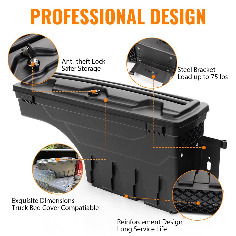 G-PLUS Rear Right Truck Bed Storage Box Toolbox Compatible with Chevy Colorado/GMC Canyon 2015-2020 Right Passenger Side Truck Bed Box