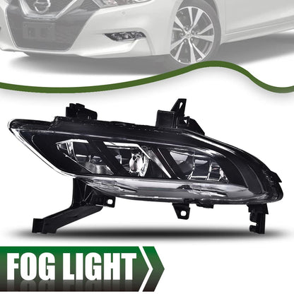 G-PLUS Fog Lights Assembly Compatible With 2016-2018 Nissan Maxima 4-Door Sedan S SL SR SV Front Bumper Halogen Fog Lights w/o Bulb Clear Lens Black Housing,Driver Side(Left)