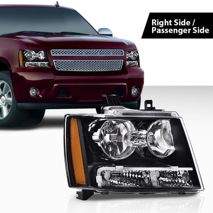G-PLUS Headlights Assembly, Compatible with 2007-2014 Chevy Suburban/ 2007-2013 Tahoe Avalanche Bumper Headlamp Right, Clear Lens Black Housing Amber Reflector Bumper Headlamps