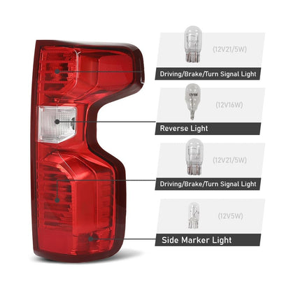 G-PLUS Tail Light Beake Lamp Compatible with Chevy Silverado 1500 2019-2023,Fit Silverado 2500HD 3500HD 2020-2023,Fit Halogen Type Only,Not Fit w/Factory LED Model,Right Luces TraserasAssembly