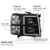 G-PLUS LED Tube Dual Projector Headlights w/Bulbs,Fit Chevy Silverado 1500 2007-2013/Fit Silverado 2500 3500 & HD 2007-2014, Headlamps faros delanteros,Clear Lens Black Housing Clear Reflector