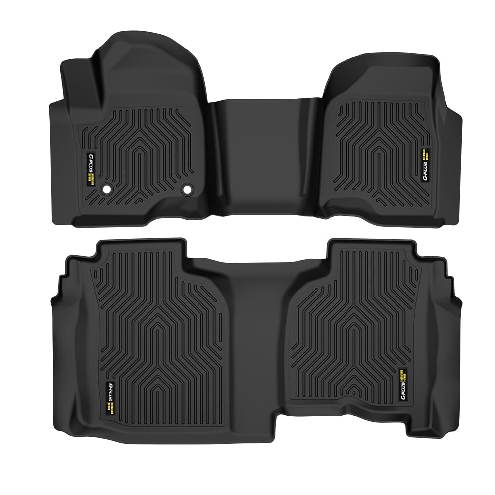 Floor Mats Fit Chevy Silverado 1500 Double Cab 2019-2024 All Weather Protection TPE Floor Liner Waterproof Cargo Liner 1st & 2nd Row 2PCS Black, alfombras para carro