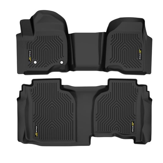 Floor Mats Fit Chevy Silverado 1500 Double Cab 2019-2024 All Weather Protection TPE Floor Liner Waterproof Cargo Liner 1st & 2nd Row 2PCS Black, alfombras para carro