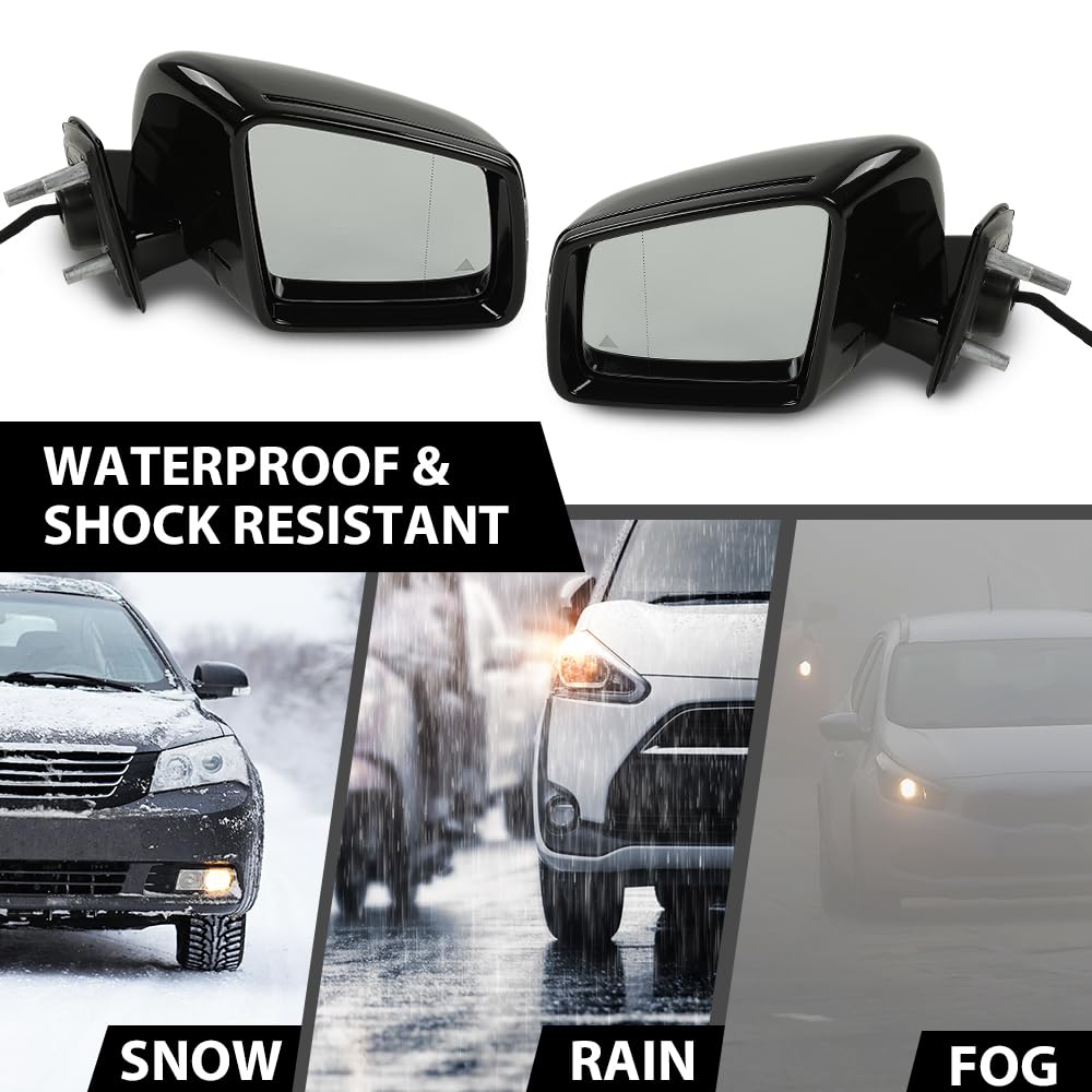 G-PLUS Rear View Side Mirror w/Blind Spot Driver and Passenger Side Compatible with Benz M GL Class ML63 ML350 ML300 ML500 W164 X164 GL350 GL450 GL550 2005-2011 1648105193 1648104693 Black