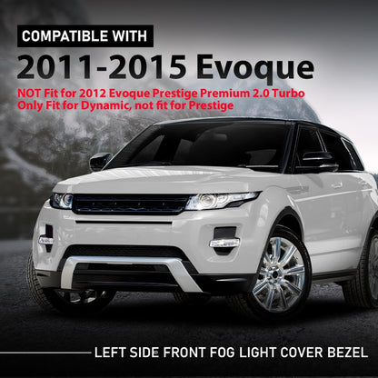 G-PLUS Left Side Front Fog Light Cover Lamp Bezel Compatible with Range Rover Evoque 2011-2015 Black