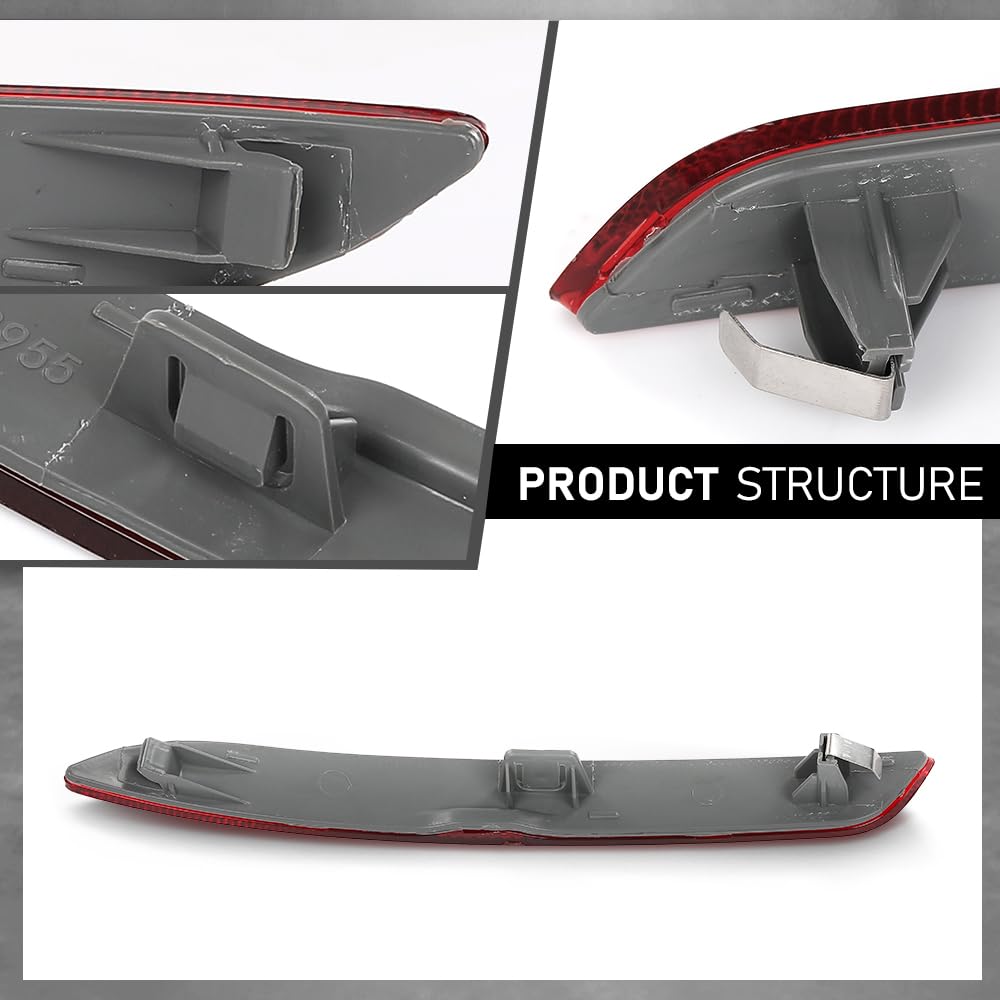 G-PLUS Rear Left Side Bumper Reflector Compatible with BMW M5 550i 550i xDrive 535i xDrive 2013-2016 63147842955 Red