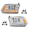 G-PLUS LED Projector Headlights,Compatible with 2009-2012 Dodge Ram 1500 2500 3500,Front Headlamps Assembly &Conversion Harness,Clear Lens Chrome Housing Amber Reflector,faros delanteros