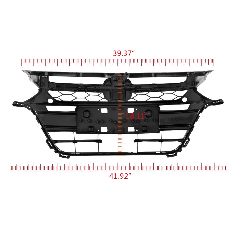 G-PLUS Chrome Front Bumper Mesh Grill Grille Black Compatible with 2018 2019 Accord 4dr Sedan 71111-TVA-A5, 71111TVAA5