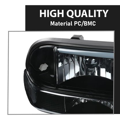 G-PLUS LED Headlights Assembly Front Headlamps Left Right Fit Chevy Blazer 1998-2005, Fit Chevy S10 Pickup 1998-2004 with Bumper Lights Smoke Lens Black Housing Clear Reflector,faros delanteros