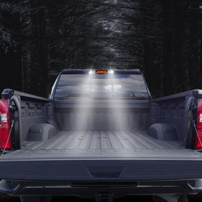 G-PLUS LED 3rd Brake Light Compatible with Chevy Silverado 2014-2020/Fit GMC Sierra 2014-2020 X Type Led Bar High Mount Stop Light Rear Tail Cargo Lamps Black Smoke Lens Black Housing