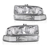 G-PLUS Headlights Corner Bumper Turn Signal w/o Bulbs Fit Chevy Blazer 1998-2005 / Fits Chevy S10 Pickup 1998-2004 Clear Lens Chrome Housing Clear Reflector Bumper Headlamps,faros delanteros Assembly