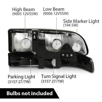 G-PLUS Headlights Compatible with Chevy Blazer 1998-2005 / Fits Chevy S10 Pickup 1998-2004 GM2521162