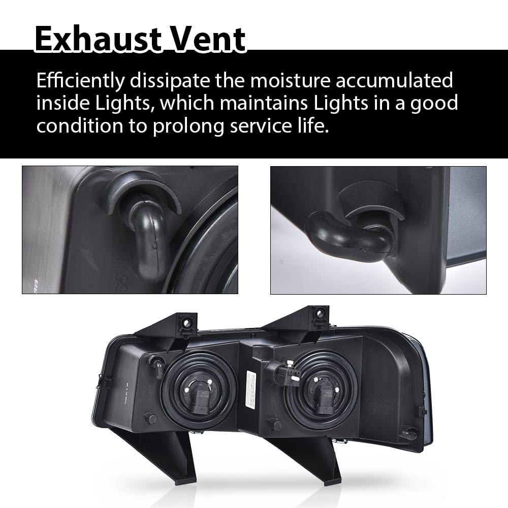 G-PLUS Headlights Headlamps w/Bulbs Fit Chevy Express 1500 2003-2014/2500 3500 2003-2023, Fit GMC Savana 1500 2003-2014/2500 3500 2003-2023 Smoke Lens Black Housing LH&RH,faros delanteros Assembly