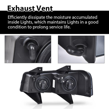 G-PLUS Headlights Headlamps w/Bulbs Fit Chevy Express 1500 2003-2014/2500 3500 2003-2023, Fit GMC Savana 1500 2003-2014/2500 3500 2003-2023 Smoke Lens Black Housing LH&RH,faros delanteros Assembly