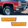 G-PLUS Pair Front Side Marker Lights Assembly Compatible With Chevy Blazer 1981-1991 /GMC Jimmy C/K R Pickup Side Chrome Bezel Marker Lamps Orange Lens 915557,91555