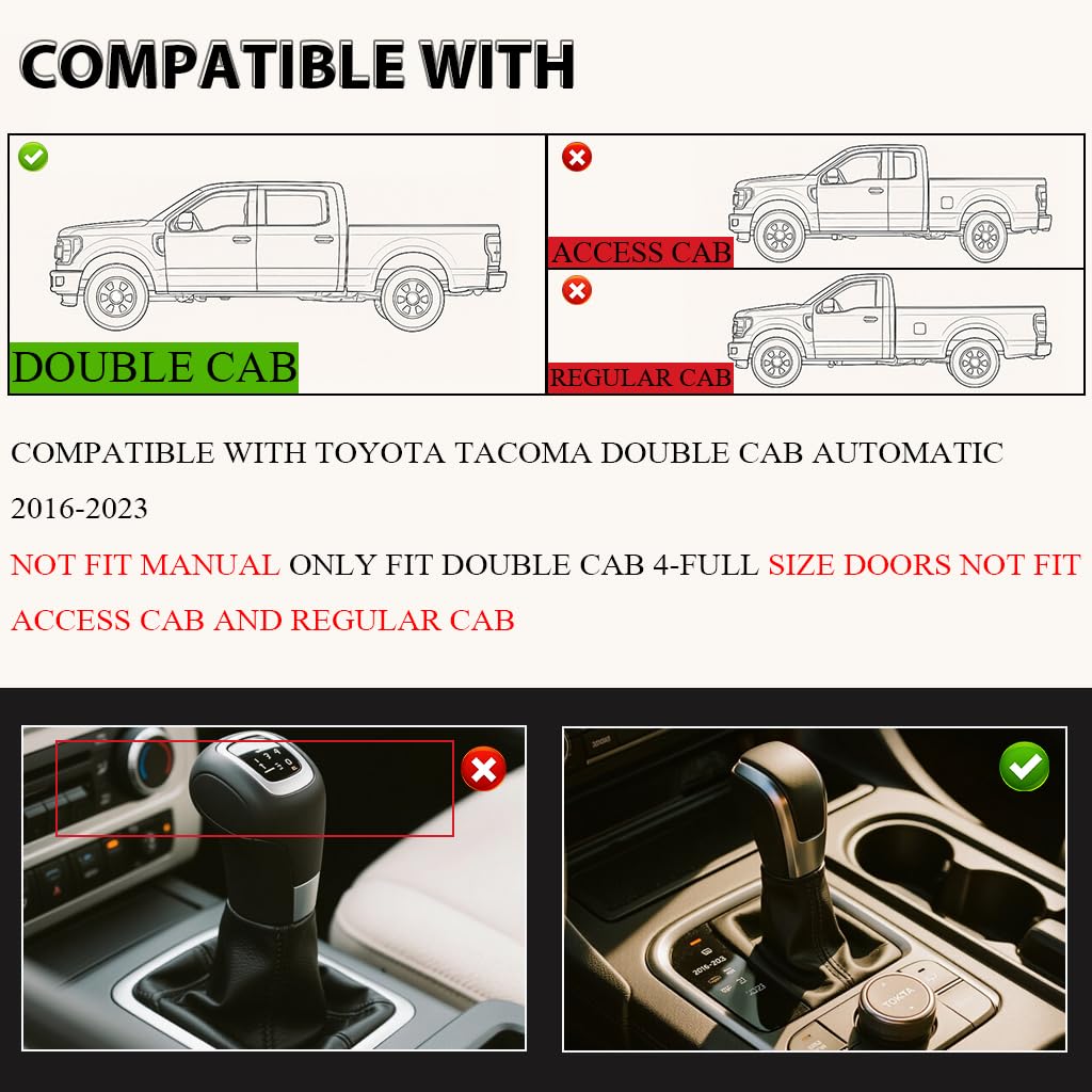 TPE Floor Mats Cargo Liners 3PCS, Compatible with Toyota Tacoma Double Cab 2016-2023, Floor Liners Interior Accessories All Weather Full Cover Protection