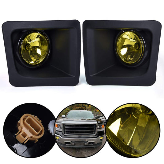 G-PLUS Bumper Fog Lights Driving Lamps Set Left + Right Yellow Compatible with GMC Sierra 2014-2015