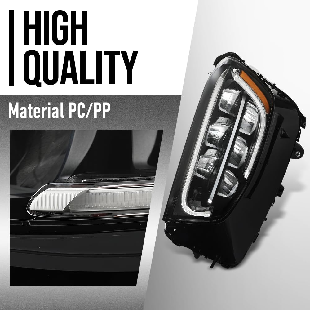 G-PLUS LED Headlight Front Lamp Left Compatible with Benz GLC Class X253/C253 2020 2021 2022 LED Model, Fit Headlight Without Adaptive Only 2539069103, MB2502262, A2539066703, A2539067301 Black