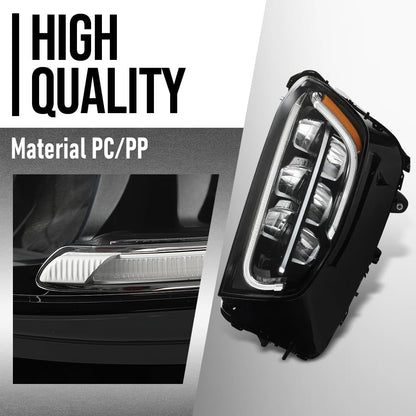 G-PLUS LED Headlight Front Lamp Left Compatible with Benz GLC Class X253/C253 2020 2021 2022 LED Model, Fit Headlight Without Adaptive Only 2539069103, MB2502262, A2539066703, A2539067301 Black