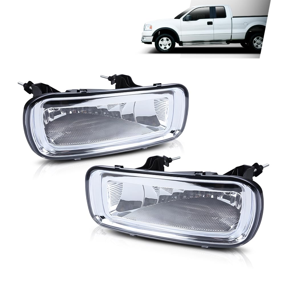 G-PLUS Fog Lights Lamp Set Compatible with Ford F150 2004-2006/ Compatible with Lincoln Mark LT 2006 Driver Left and Passenger Right Side Replacement One Pair Clear Lens