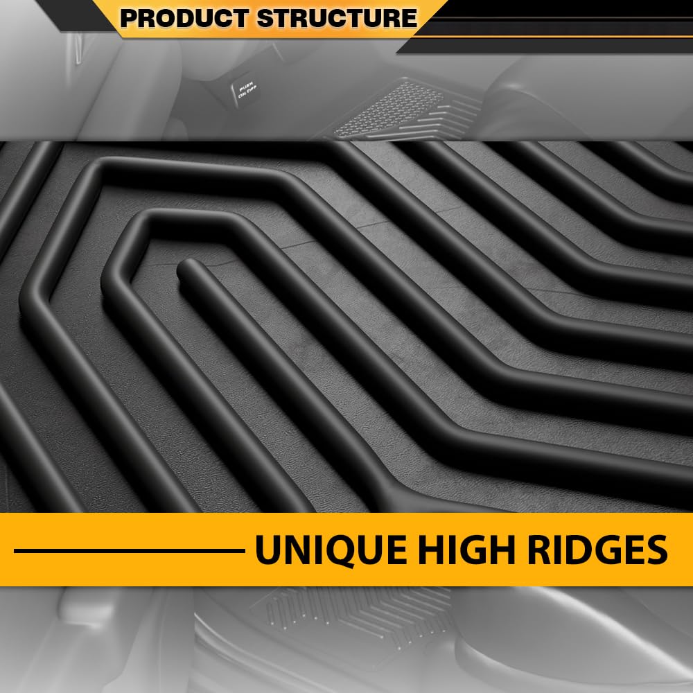 TPE Floor Liner 3PCS, All Weather Protection Mats, Waterproof, Compatible with Honda Civic 2012 2013 2014 2015, Front & 2nd Row, Floor Mats Cargo Liners Accessories Black