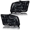 G-PLUS Headlights Compatible with Ford Mustang 2005-2009 Factory Halogen Headlamps Pair Smoky Lens Chrome Housing Amber Reflector,faros delanteros