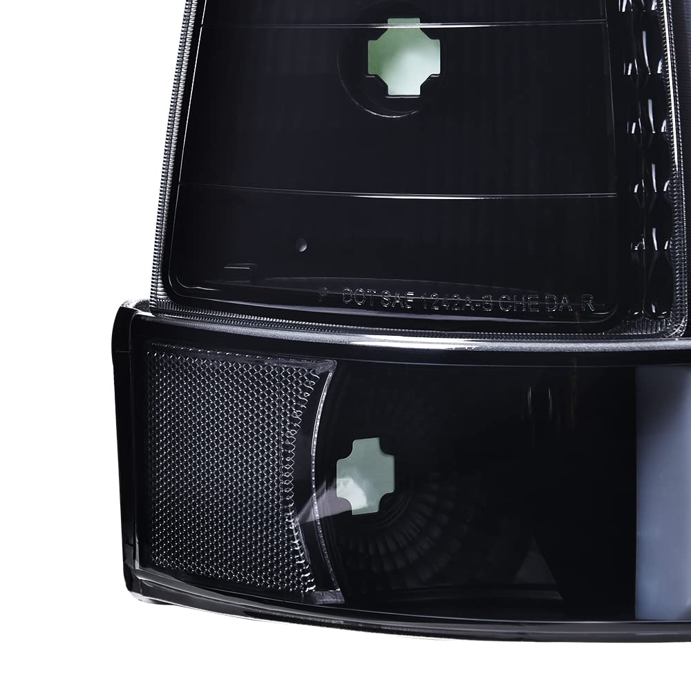 G-PLUS LED DRL Headlights, Compatible with 1992 1993 1994 1995 1996 Ford Bronco F150 F250 F350,Fits Models with Halogen Headlights Only,Bumper Headlamp, Clear lens Chrome Housing Amber Reflector
