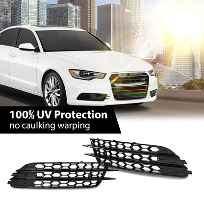 G-PLUS Front Bumper Fog Light Grill Covers Driver and Passenger Side Compatible with Audi A4 B8 B8.5 Allroad 2009-2015 (w/Fog Light Hole)/Not Fit for S-Line Models 8K0807681J01C 8K0807682J01C Black